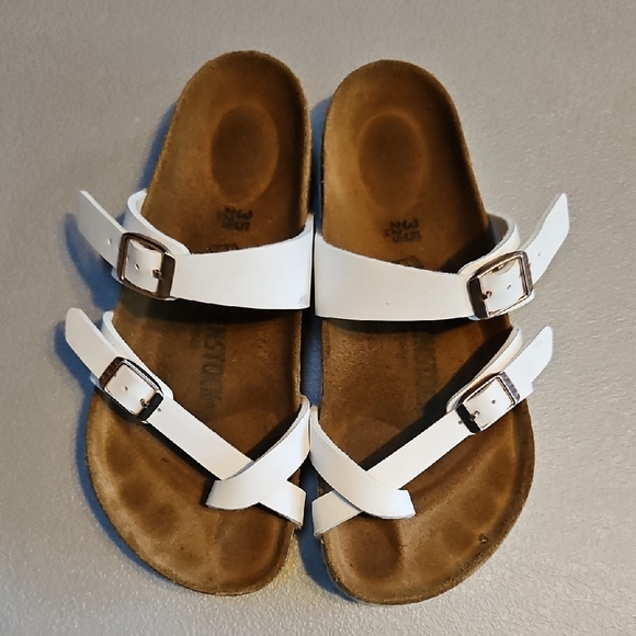 Birkenstock Shoes - Birkenstock Cream Double Strap Sandals